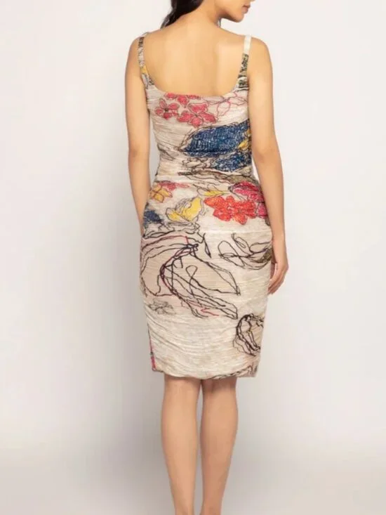 NWT Kiana Zip Midi Dress Beige Floral Sequin Size S - Picture 2 of 3